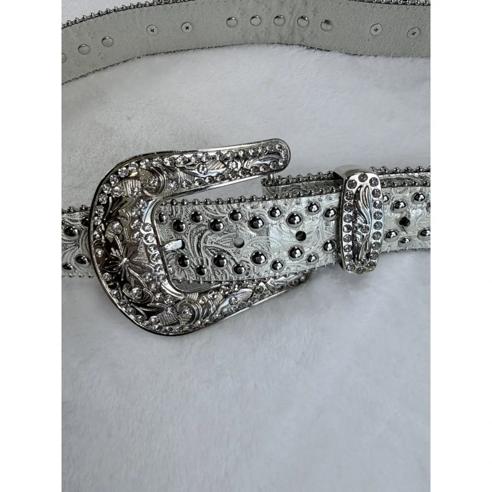 Blazin Roxx White Leather Concho Rhinestone Cowgirl Western Rodeo Belt XL